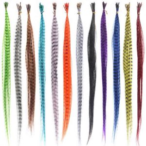 10 Pieces 15 Inch Grizzly Rainbow Synthetic Fiber Hair Extensions