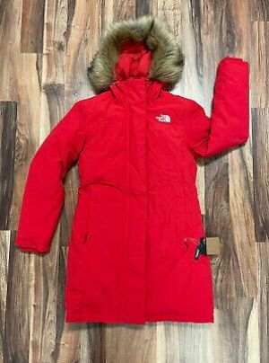 The North Face Women XL Arctic Parka Down Warm Winter Jacket TNF Red NEW