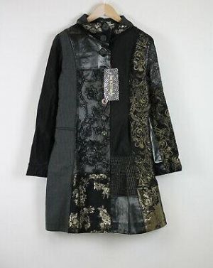 DESIGUAL STYLE 01E2900 Women EU 44 / XXL Golden Embroidery Abstract Coat 20567*