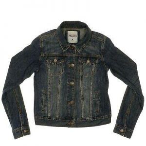 mudd jean jacket junior womens size m medium trucker dark wash blue cotton denim