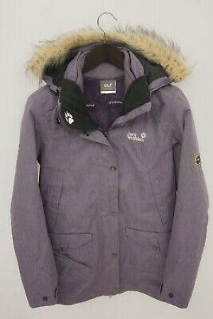 Women Jack Wolfskin Jacket Breathable Faux Fur Hooded Purple XS UK8 VAK357