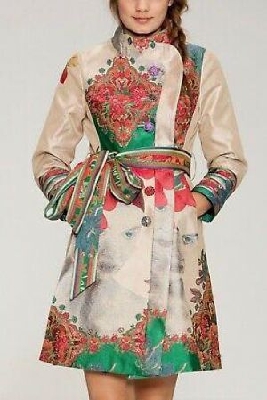 RRP €249 Desigual ABRIG NATALIA Multicoloured Trench Coat Size 36 38 40 42 44 46
