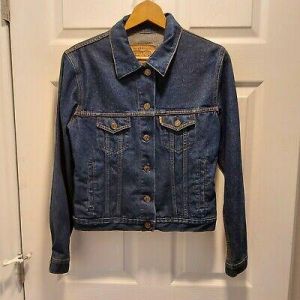 Womens Levis Denim Jean Jacket Size Small/ Medium Orange Tag
