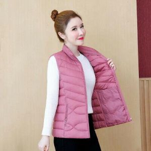 Femmes Doudoune Gilet Matelassé sans Manche Chaud Hiver Rose
