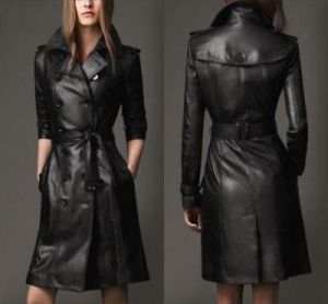 Nuovo Donna Vera Pelle Puro Morbida pelle D'Agnello Lungo Cappotto Giacca Trench
