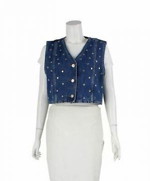 GANNI Blue Studded Waistcoat, UK 10 US 6 EU 38