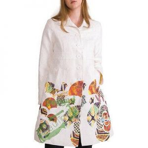 Desigual Abrig Vive Moi Blanc Trench-Coat Taille Eur 44 UK 16 US 10