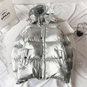 Glossy Women's Short Thicken Cotton Down Jacket Outwear Warm Hooded Coat Student