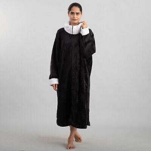 PASSAGE Magenta Polyester Robe with Faux Fur Trim One Size Plus Ultra Soft