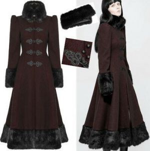 Manteau gothique lolita russe victorien broderie fourrure corset hiver PunkRave