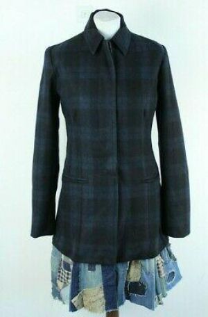 Desigual BNWT 249 Azul Marino Cuadros Botón Cierre Mujer Abrigo Size40 Eu M