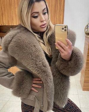 Winter echtes Schaffell Motorradjacke Fuchspelz Kragen weibliche warme Jacke