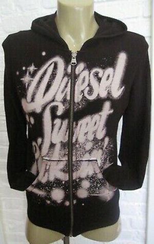 Diesel Sweet Rockin Zip Up Jeweled Black Hoodie Small Flash Sale