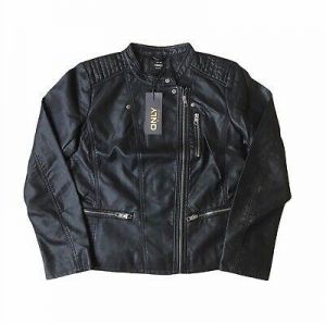 Ladies Biker Jacket Quality Soft Faux Leather Black Size UK 12 BNWT