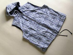 CHRISTOPHER & BANKS Womens Blue Plaid Print Hooded Vest/Jacket L