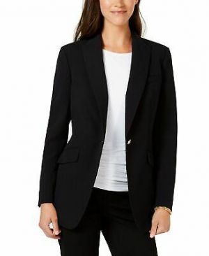 Anne Klein Women's Blazer Deep Black US Size 6 Single Button Jacket $129- 486