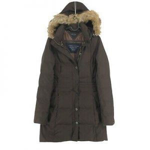 TOMMY HILFIGER Dark Brown Hooded Down Puffer Parka Jacket Coat Size S