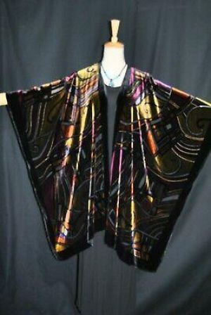Art Classic Burnout Velvet Bright colour Flower Caftan Kimono Multi Gypsy