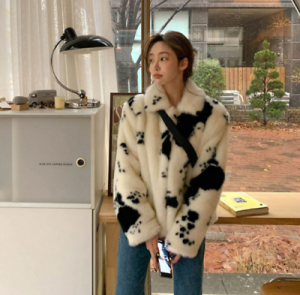 Faux Mink Fur Coat Short Milky White Jacket Casual Eco-friendly Fur Clothing