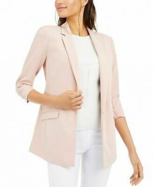 INC Women's Jacket Pale Pink US Size Medium M Notch Collar 3/4 Sleeve $79 #096