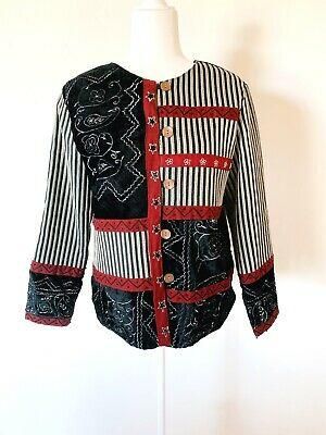 BROWNSTONE STUDIO VNTG JACKET EMBROIDERED BEADED BLACK GRAY RED SIZE M