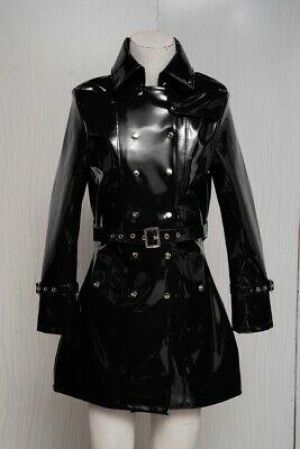 New Classic Fit Sexy Vinyl Trench Raincoat Women's Trench Coat All sizes