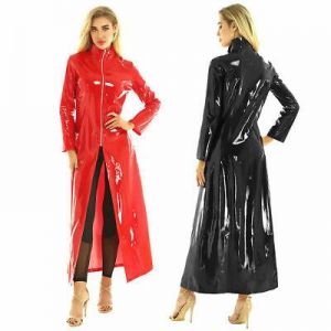 PVC Vinyl Women's Trench Coat All sizes Red And Black