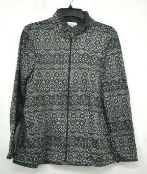 Stan Herman Womens Black Zipper Stand Up Collar 2 Pocket Long Sleeve Jacket M