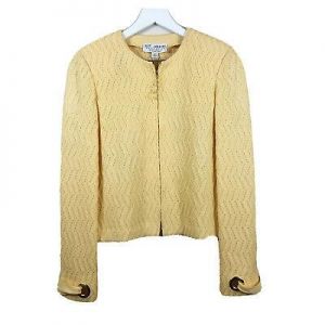 St. John Collection By Marie Gray Pale Sunshine Wool Zip Jacket New With Tags