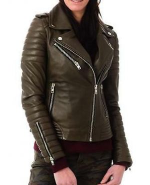 NOORA Women Leather Jacket Slim Fit Biker Motorcycle lambskin Leather BS-195