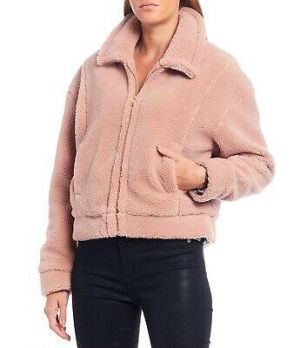 WAYF Boxy Jacket Size M Blush Shearling Woodridge Zip Up