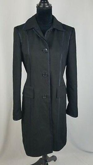 Banana Republic women M jacket black trench coat peacoat long