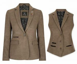 Blazer ou gilet femme veste marron clair style vintage avec empiècement