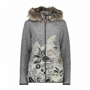 CMP Wolljacke WOMAN JACKET FIX HOOD grau atmungsaktiv wärmend isolierend