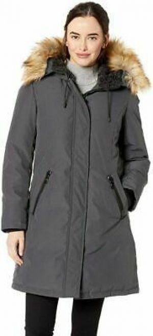 Vince Camuto womens Thigh Length Heavy Weight Dowm Jacket With X-Large, Smoke