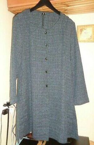 BELLA BLUE   CHARCOAL BLUE  LAGENLOOK LONG BLAZER   JACKET NWT S/M
