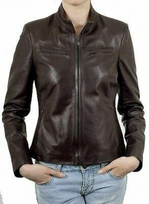 Klassisch Damen Echt Lammleder Echtleder Jacke Slim Fit Biker - WJ112