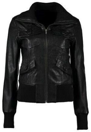 Klassisch Damen Echt Lammleder Echtleder Jacke Slim Fit Biker -WJ113
