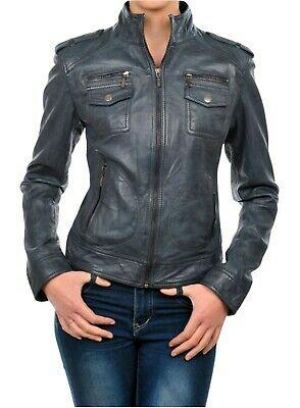 Neu Damen Lammleder Jacke Echtes Leder Motorrad Gesteppt Slim Fit Mantel -WJ543