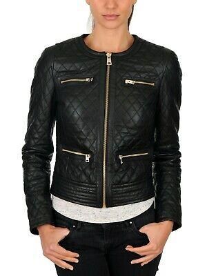 Mujer Genuino Cuero Piel Cordero Moto Cinturón Ajustado Motero Jacket-WJ177