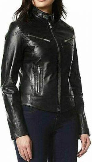 Promi Damen Lammleder Jacke Motorrad Slim Fit Biker - WJ068