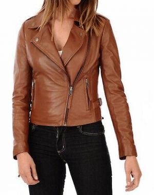 Damen Leder Mantel Echt Lammleder Pure Leder Bomber Bikerjacke -WJ431