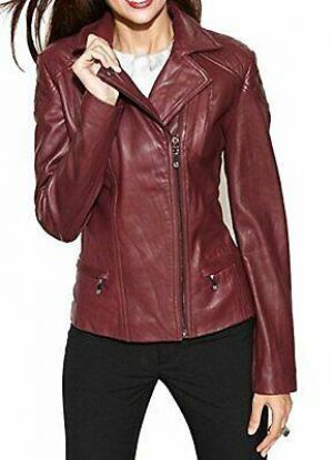 Klassisch Damen Echt Lammleder Echtleder Jacke Slim Fit Biker - WJ382