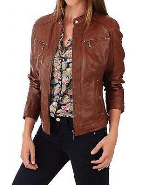 Damen Lammleder Motorrad Bomber Biker Lederjacke Nfs 044