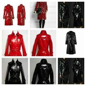 PVC Vinyl Women&#039;s Trench Coat All sizes Buttons and snaps