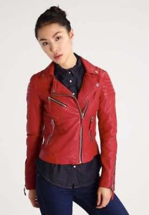 Damen Echt Lammleder Bikerjacke Motorrad Slim Fit Stylisch