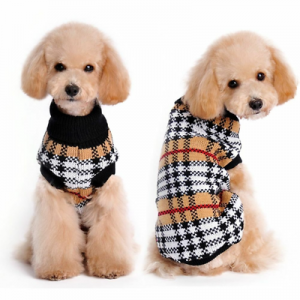 Small Toy Dog Clothes Pet Winter Plaid Sweater Puppy Clothing Warm Apparel Coat