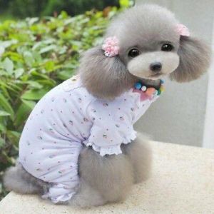 Pet Clothes Small Toy Dog Pajama Jumpsuit Strawberry Sleepwear Soft Cotton