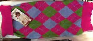 Doggiduds Dog Hot Pink Checker Loose Stitch Sweater 22-25" XL Vo-Toys Argyle New