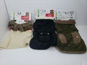 Lot of 3 PetShoppe Dog Winter Coat Size XS/S Puffer, Christmas Sweaters Toy Y2